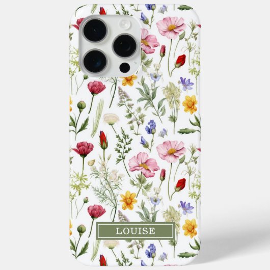 Beautiful Botanical Wildflowers Name Case-Mate iPhoneケース (裏面)
