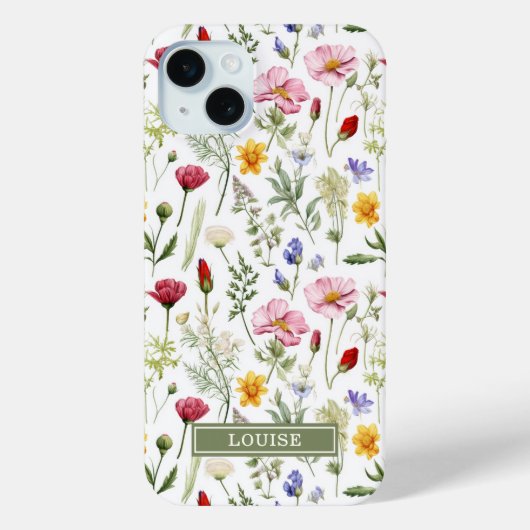 Beautiful Botanical Wildflowers Name Case-Mate iPhoneケース (裏面)