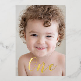 Beautiful Boys 1st Birthdayパーティー写真&金ゴールド 箔招待状