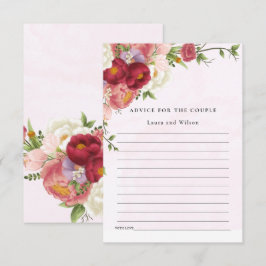 "Beautiful Bright Red and Pink White Flower Weddin エンクロージャーカード