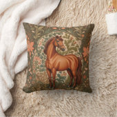 Beautiful Brown Horse William Morris Inspired  クッション (ブランケット)
