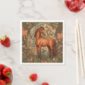 Beautiful Brown Horse William Morris Inspired スタンダードカクテルナプキン (インサイチュ)