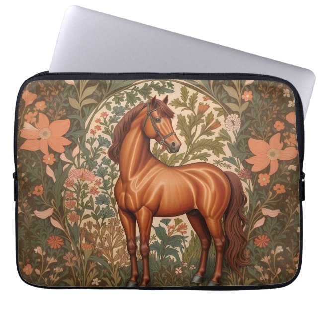 Beautiful Brown Horse William Morris Inspired  ラップトップスリーブ (正面)