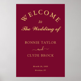 Beautiful Burgundy Wedding Presentation Poster ポスター