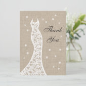 Beautiful Burlap Winter Thank You サンキューカード (スタンド正面)