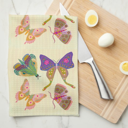 Beautiful Butterfly and Moth Kitchen Towel キッチンタオル (四つ折り)