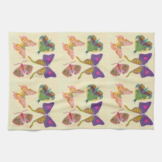 Beautiful Butterfly and Moth Kitchen Towel キッチンタオル (横)