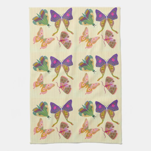 Beautiful Butterfly and Moth Kitchen Towel キッチンタオル (縦)