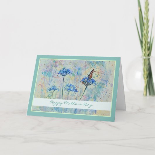 Beautiful Butterfly Flower Mother's Day Card カード (正面)