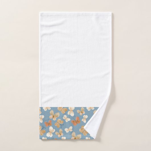 Beautiful Butterfly Pattern Blue バスタオルセット (ハンドタオル)