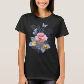 Beautiful Butterfly Pink Roses Butterfly  Flora Wo Tシャツ (正面)