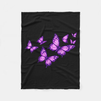 Beautiful Butterfly Purple Rose Butterfly Lovers フリースブランケット