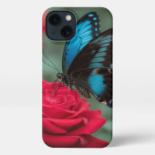 Beautiful Butterfly Red Rose - iPhoneケース (裏面)