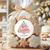 Beautiful Calligraphy Merry Christmas Tree Custom  ラウンドシール