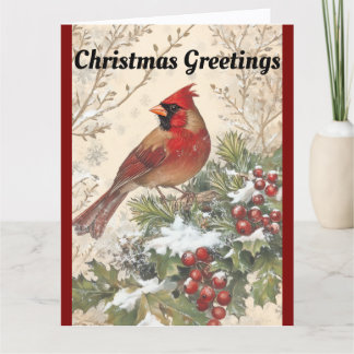 Beautiful Cardinal Christmas Greeting Card カード