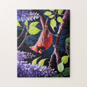 Beautiful Cardinal in the Wisteria ジグソーパズル (縦)
