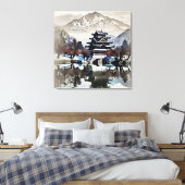 Beautiful Castle On Lake キャンバスプリント (インサイチュ (寝室))