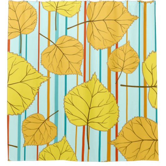 Beautiful cheerful autumn seamless pattern with co シャワーカーテン (正面)