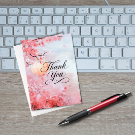 Beautiful Cherry Blossom Watercolor Thank You Card サンキューカード