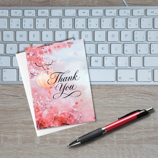 Beautiful Cherry Blossom Watercolor Thank You Card サンキューカード