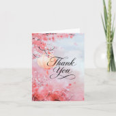 Beautiful Cherry Blossom Watercolor Thank You Card サンキューカード (正面)