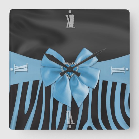 Beautiful chic elegant silk fabric effects zebra スクエア壁時計 (正面)