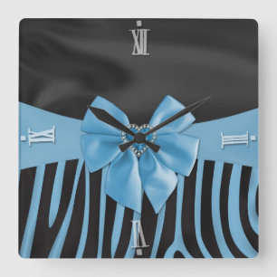 Beautiful chic elegant silk fabric effects zebra スクエア壁時計