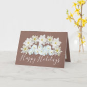 Beautiful Chic Floral Bouquet White Flower Holiday カード (黄色い花)