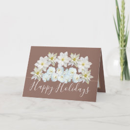 Beautiful Chic Floral Bouquet White Flower Holiday カード