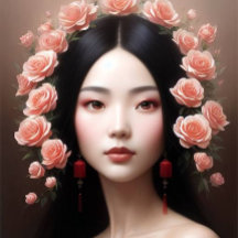 Beautiful Chinese woman with roses aiart