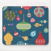 Beautiful Christmas ornaments Navy blue background マウスパッド (正面)