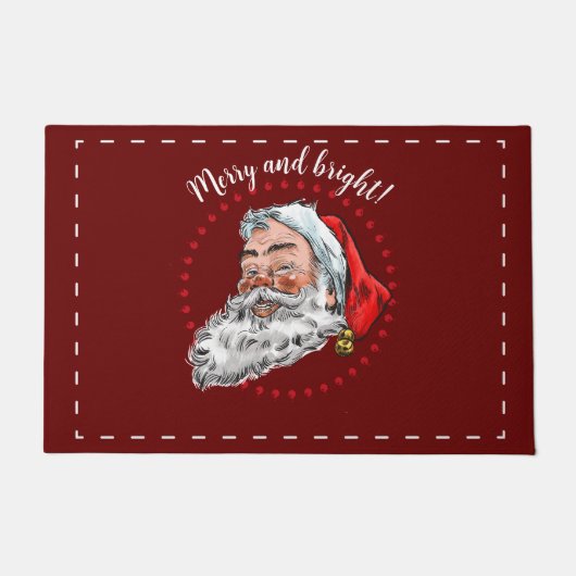 Beautiful Christmas personalised Santa decorated  ドアマット (正面)