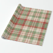 Beautiful Christmas Red White and Green Plaid ラッピングペーパー (アンロールド)