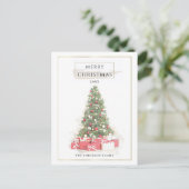 Beautiful Christmas Tree Watercolor Holidays Art  ポストカード (スタンド正面)