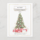 Beautiful Christmas Tree Watercolor Holidays Art  ポストカード (正面)