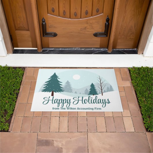 Beautiful Christmas Trees Custom Winter Business ドアマット (室外)