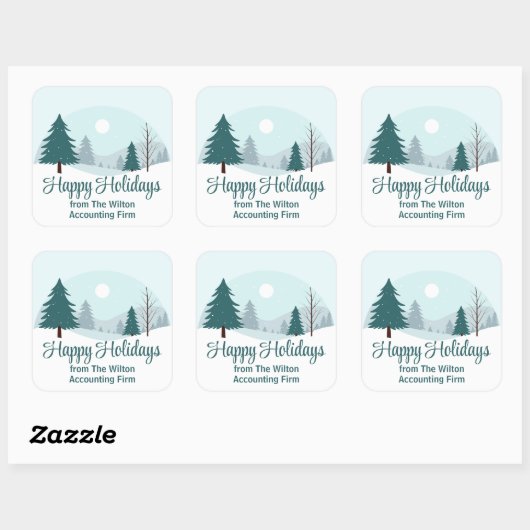 Beautiful Christmas Trees Winter Holiday Party スクエアシール (シート)