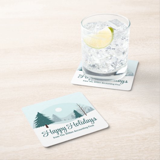 Beautiful Christmas Trees Winter Holiday Party スクエアペーパーコースター (インサイチュ)