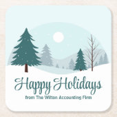 Beautiful Christmas Trees Winter Holiday Party スクエアペーパーコースター (正面)