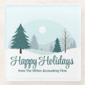 Beautiful Christmas Trees Winter Snow Landscape ガラスコースター (正面)