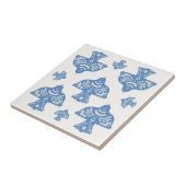 Beautiful classic folk art birds cream white Blue タイル (側面)