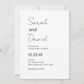 Beautiful classic text black and white wedding 招待状 (正面)