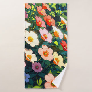 Beautiful colorful anime flowers バスタオルセット