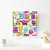 Beautiful Colorful Custom Owl スクエア壁時計 (ホーム)
