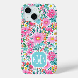 Beautiful Colorful Garden Monogrammed iPhone 15ケース