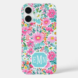 Beautiful Colorful Garden Monogrammed iPhone 16ケース