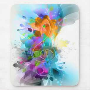 Beautiful Colorful Watercolor Splatter Music note マウスパッド