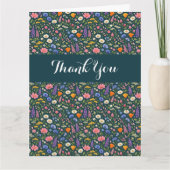 Beautiful Colorful Wildflowers on Dark Teal カード (正面)