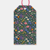 Beautiful Colorful Wildflowers on Dark Teal ギフトタグ (裏面)