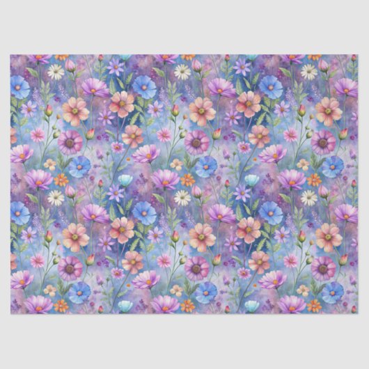 Beautiful Colorful Wildflowers Pattern Decoupage 薄葉紙 (正面)